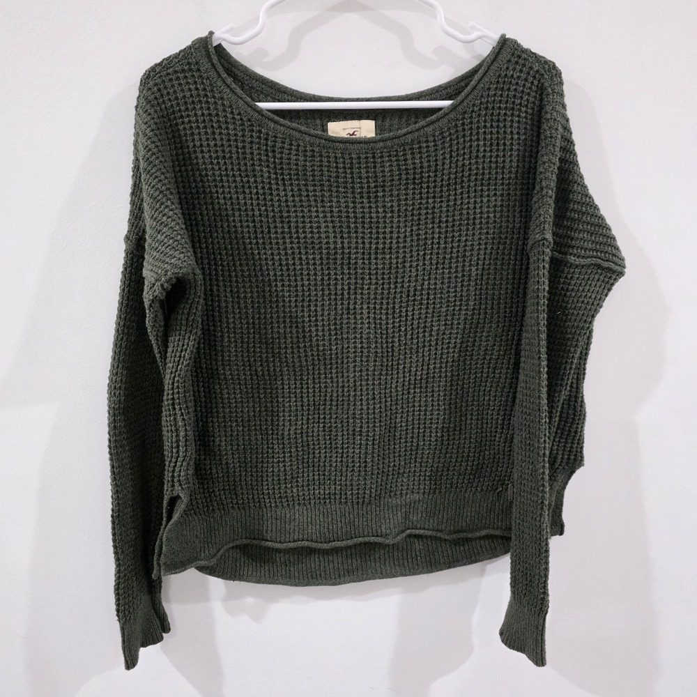 Hollister Womens Roll Neck Sweater Waffle Knit Granola Neutral Earthy Outdoor